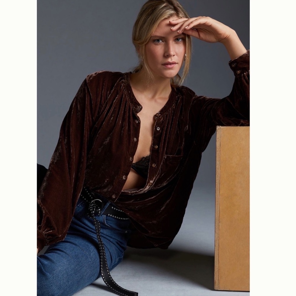 NWT Anthropologie Pilcro Velvet Femme Buttondown Shirt - Picture 5 of 7